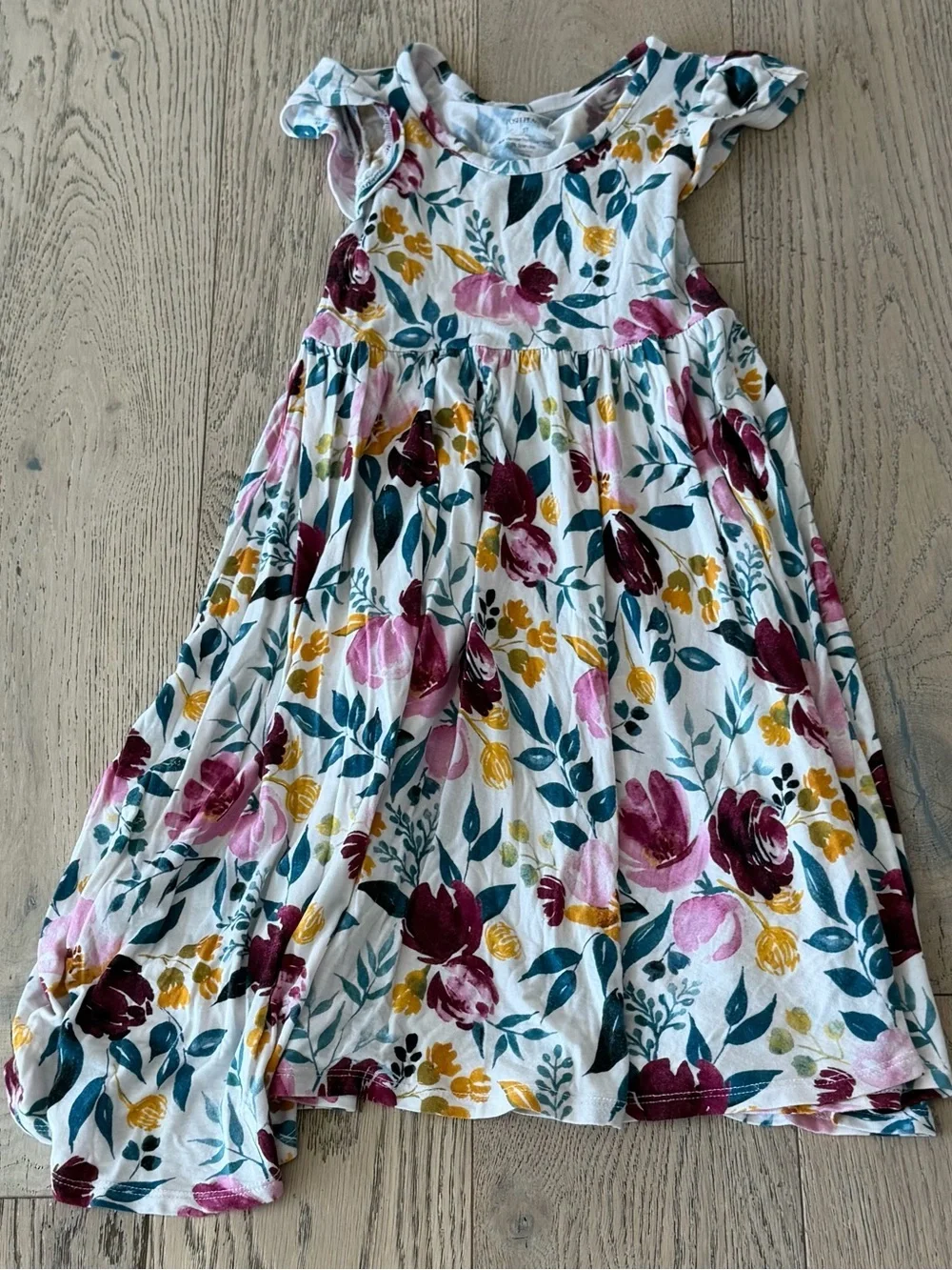 Posh Peanut Girls Dress Size 5T Floral Bamboo Viscose Flutter Sleeve